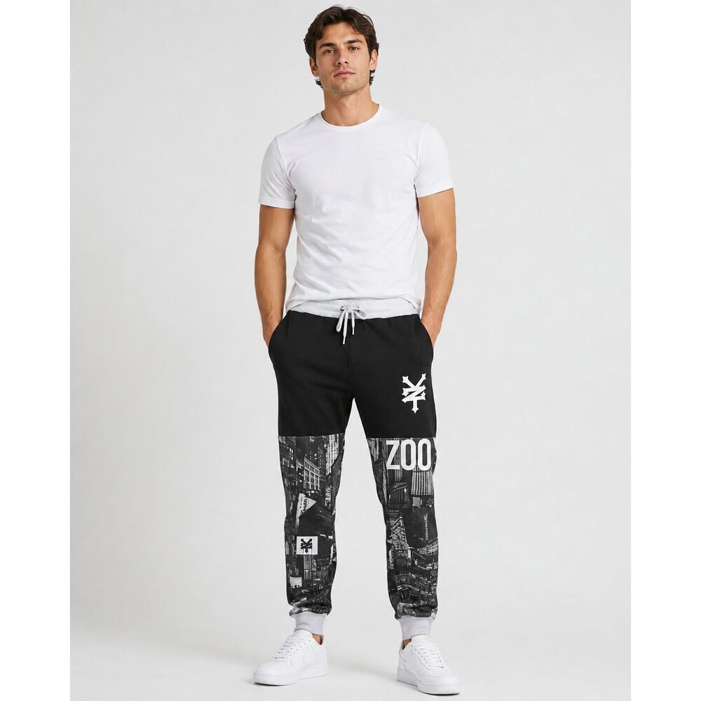 Y2K Streetwear Cityscape Jogger Sweatpants Men’s Zoo York Black White Size M